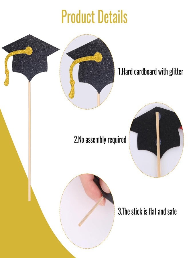 STARSIDE Graduation Cake Toppers,48 PACK Cupcake Toppers,Gold and Black Graduation Cake Decoration for 2025 Grad - Image 3