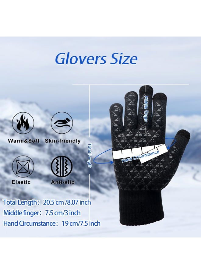 Scotamalone Winters Gloves for Men Women Winters Warm Touchs Screen Anti-Slip Gloves for Running Skiing Hiking, Black, M - Image 2