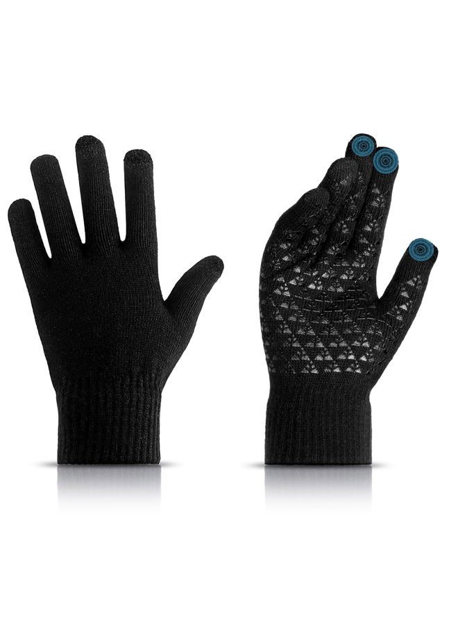 Scotamalone Winters Gloves for Men Women Winters Warm Touchs Screen Anti-Slip Gloves for Running Skiing Hiking, Black, M - Image 1