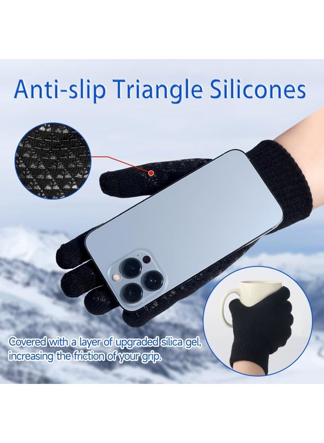 Scotamalone Winters Gloves for Men Women Winters Warm Touchs Screen Anti-Slip Gloves for Running Skiing Hiking, Black, M - Image 4