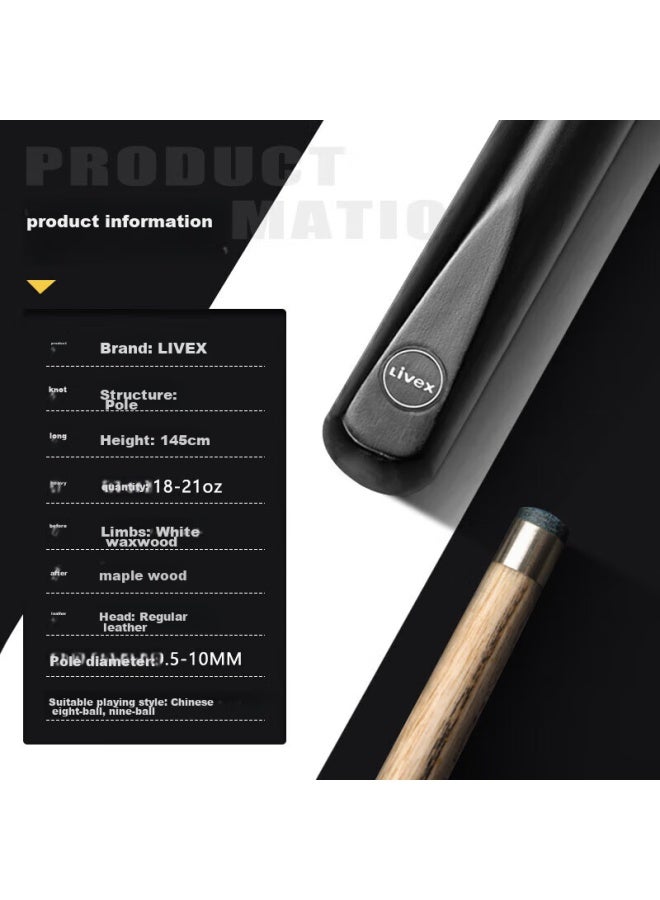 Livex Livex Black Pool Cue, Chinese 8-ball Pool Cue, Snooker Cue, Small Tip, Chinese 8-ball Pool Cue - Image 1