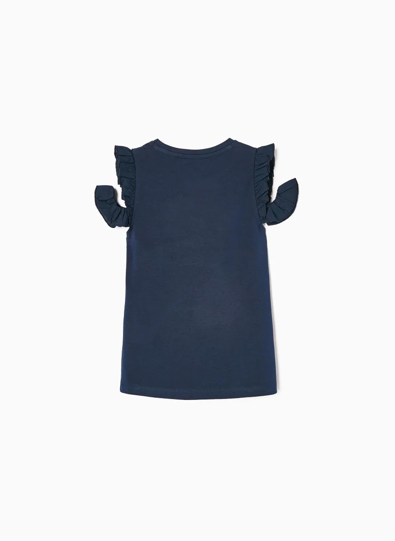 زيبي Cotton T-shirt with Open Shoulders for Girls