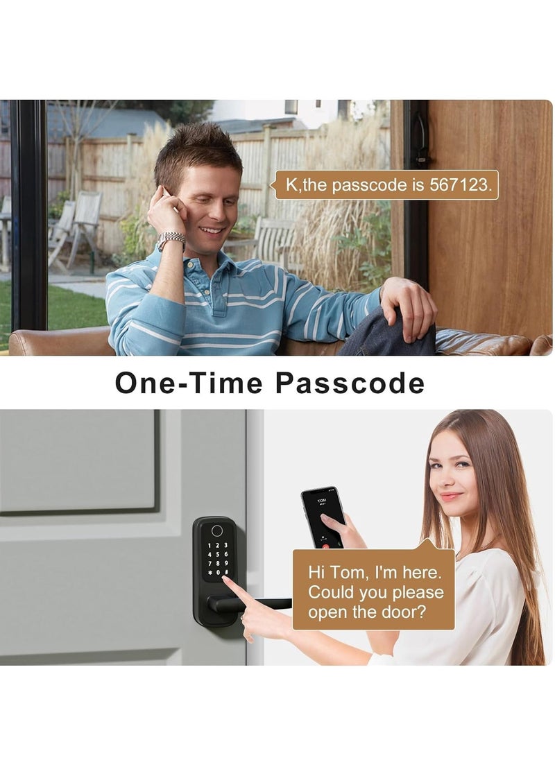 Smart Door Lock,5-in-1 Keyless Entry Door Lock with Handle,Keypad Door Lock Support WiFi & APP Control,Biometric Fingerprint Door Lock Digital Electronic Door Lock for Front Door Hotel Office Home - Image 4