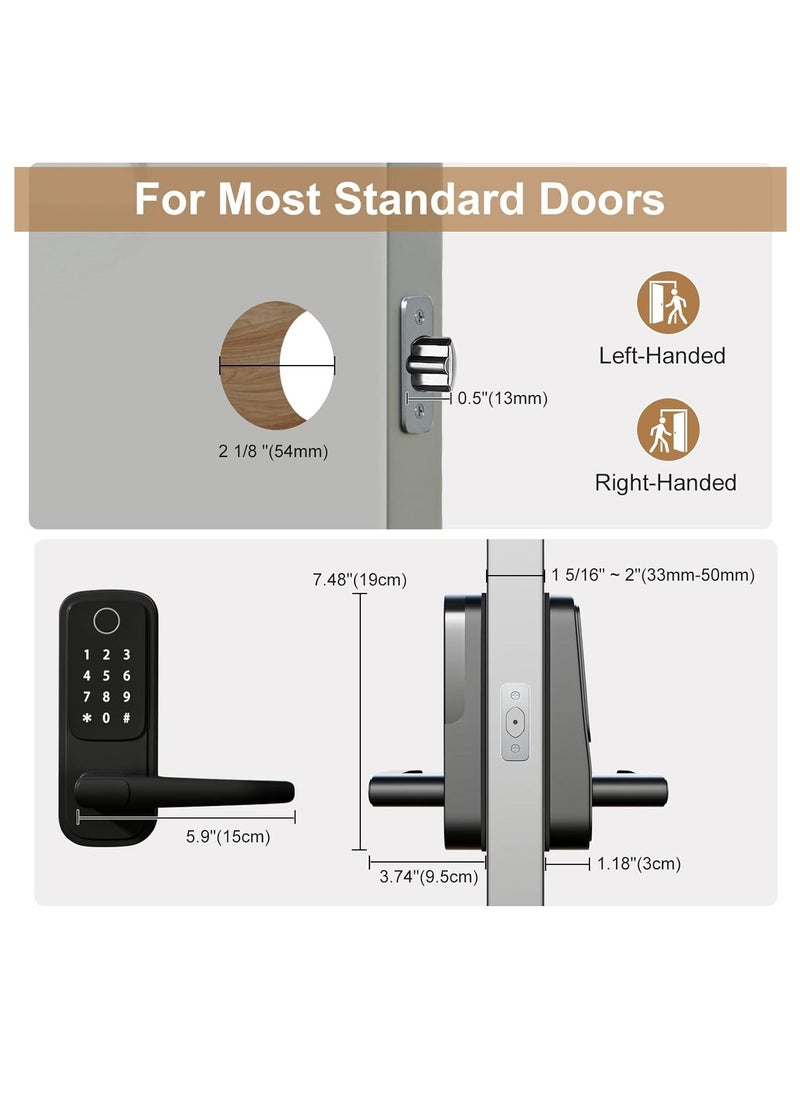 Smart Door Lock,5-in-1 Keyless Entry Door Lock with Handle,Keypad Door Lock Support WiFi & APP Control,Biometric Fingerprint Door Lock Digital Electronic Door Lock for Front Door Hotel Office Home - Image 5