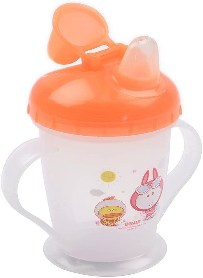 Alya The Cheeky Kidzz Baby Feeding Sipper Unbreakable Plastic Bottle Cup/Mug Learning Sippy BPA Free 200ml Spout Sipper Bottle And Anti Spill Sippy Cup For Toddlers/Infants/Babies(ORANGE-YELLOW; 4 Months+) - Image 4