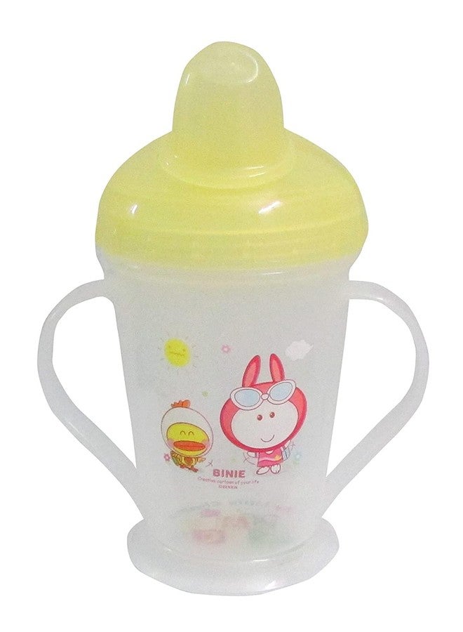 Alya The Cheeky Kidzz Baby Feeding Sipper Unbreakable Plastic Bottle Cup/Mug Learning Sippy BPA Free 200ml Spout Sipper Bottle And Anti Spill Sippy Cup For Toddlers/Infants/Babies(ORANGE-YELLOW; 4 Months+) - Image 3