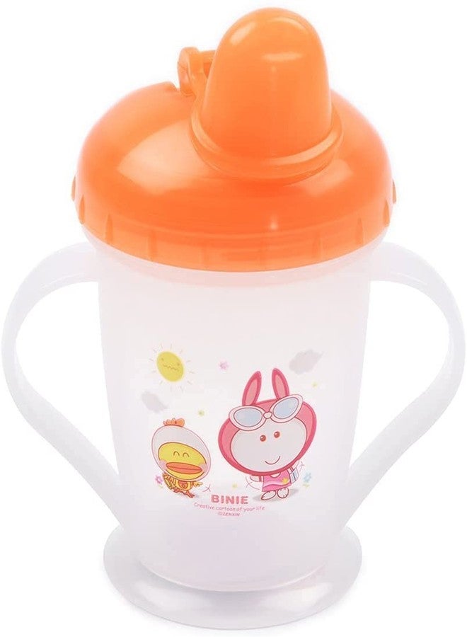 Alya The Cheeky Kidzz Baby Feeding Sipper Unbreakable Plastic Bottle Cup/Mug Learning Sippy BPA Free 200ml Spout Sipper Bottle And Anti Spill Sippy Cup For Toddlers/Infants/Babies(ORANGE-YELLOW; 4 Months+) - Image 5