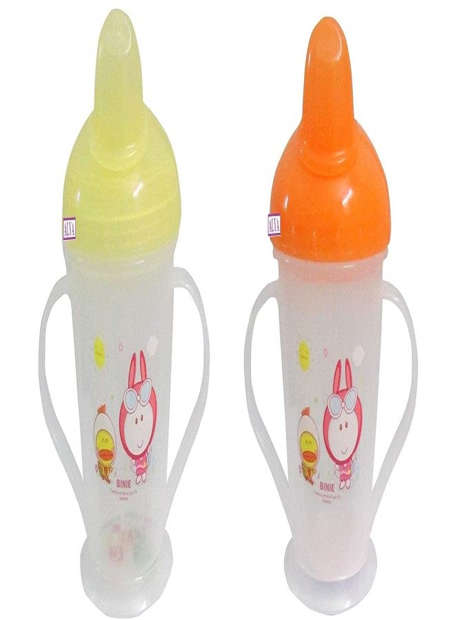 Alya The Cheeky Kidzz Baby Feeding Sipper Unbreakable Plastic Bottle Cup/Mug Learning Sippy BPA Free 200ml Spout Sipper Bottle And Anti Spill Sippy Cup For Toddlers/Infants/Babies(ORANGE-YELLOW; 4 Months+) - Image 1