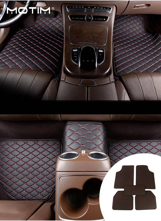 Motim - 5 Pcs Car Floor Mat Set, Universal Anti Skid Fit Car Floor Mats, Protection Contrast Stitching Mat, All Weather Protection, Suitable for Most Vehicles, Black Red - Image 1
