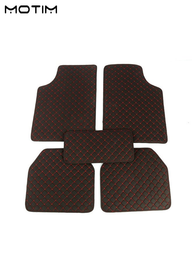 Motim - 5 Pcs Car Floor Mat Set, Universal Anti Skid Fit Car Floor Mats, Protection Contrast Stitching Mat, All Weather Protection, Suitable for Most Vehicles, Black Red - Image 1