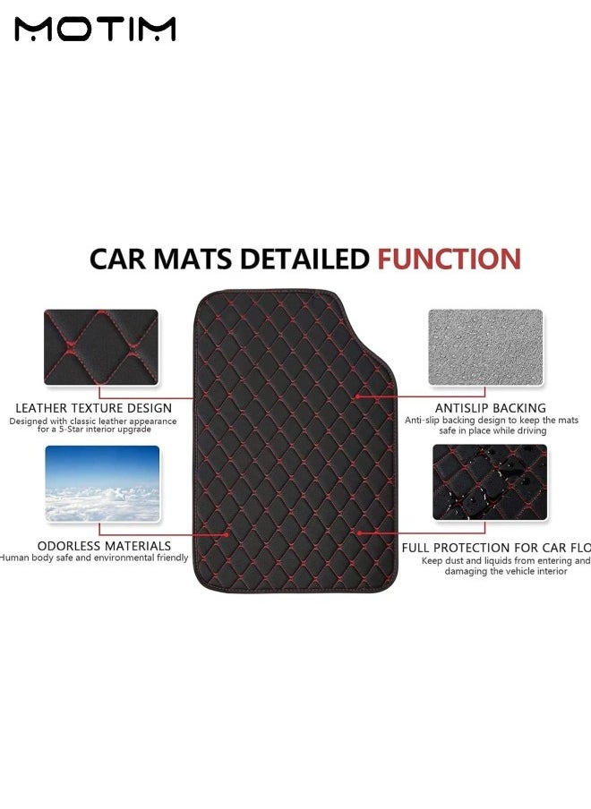Motim - 5 Pcs Car Floor Mat Set, Universal Anti Skid Fit Car Floor Mats, Protection Contrast Stitching Mat, All Weather Protection, Suitable for Most Vehicles, Black Red - Image 1
