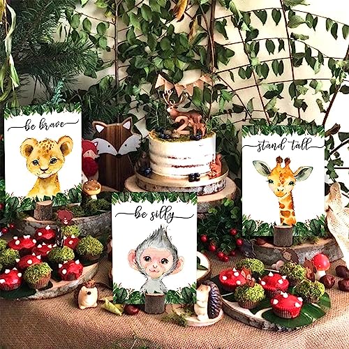 Buerhanerry 8Pcs Jungle Safari Centerpieces and Wooden Stands, Safari Baby Shower for Table Decorations, Jungle Animal Birthday Party Centerpiece for Boys Kids, Wild One Themed Birthday Party Supplies - Image 4