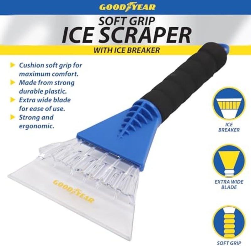Goodyear Ice Scraper | Extra Wide Blade Head | Scrapes Ice Snow Frost from Car Windscreen | Windshield Ice Breaker | Ergonomic Foam Handle High precision lightweight material - Image 3