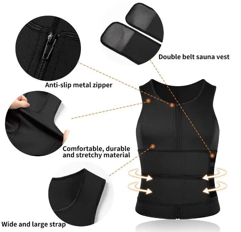 Bluejw Sauna Suit Waist Trainer for Men - Sweat Vest Workout with Adjustable Double Waist Trimmer Belt - Image 4