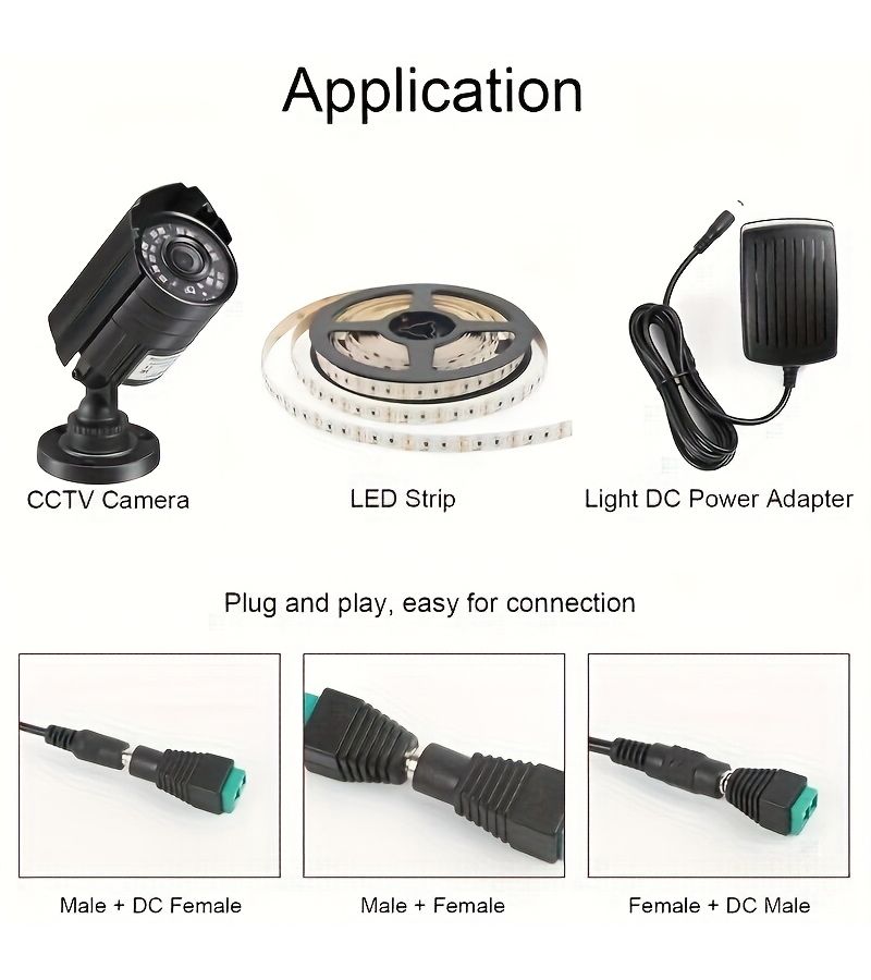 5 Pairs DC Power Connectors 5 5mm X 2 1mm Jack Male to Female For LED Strip CCTV Camera - Image 5