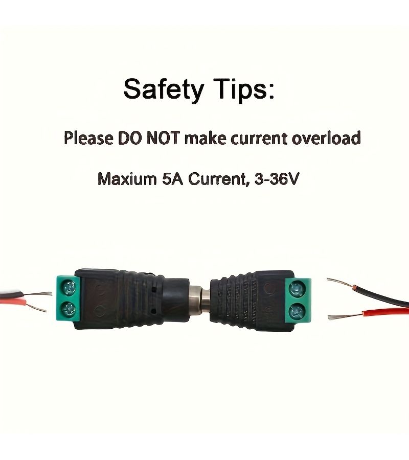 5 Pairs DC Power Connectors 5 5mm X 2 1mm Jack Male to Female For LED Strip CCTV Camera - Image 3