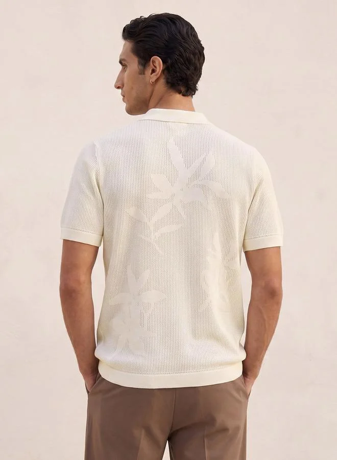 Iconic WHITE TONE JACQUARD POLO for Men | Best Price UAE