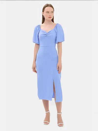 HICCUP Sweetheart Neck Midi Dress with a Side Slit