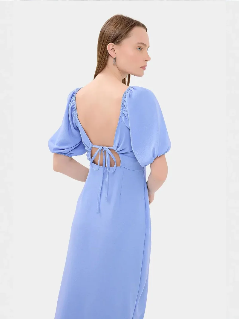HICCUP Sweetheart Neck Midi Dress with a Side Slit