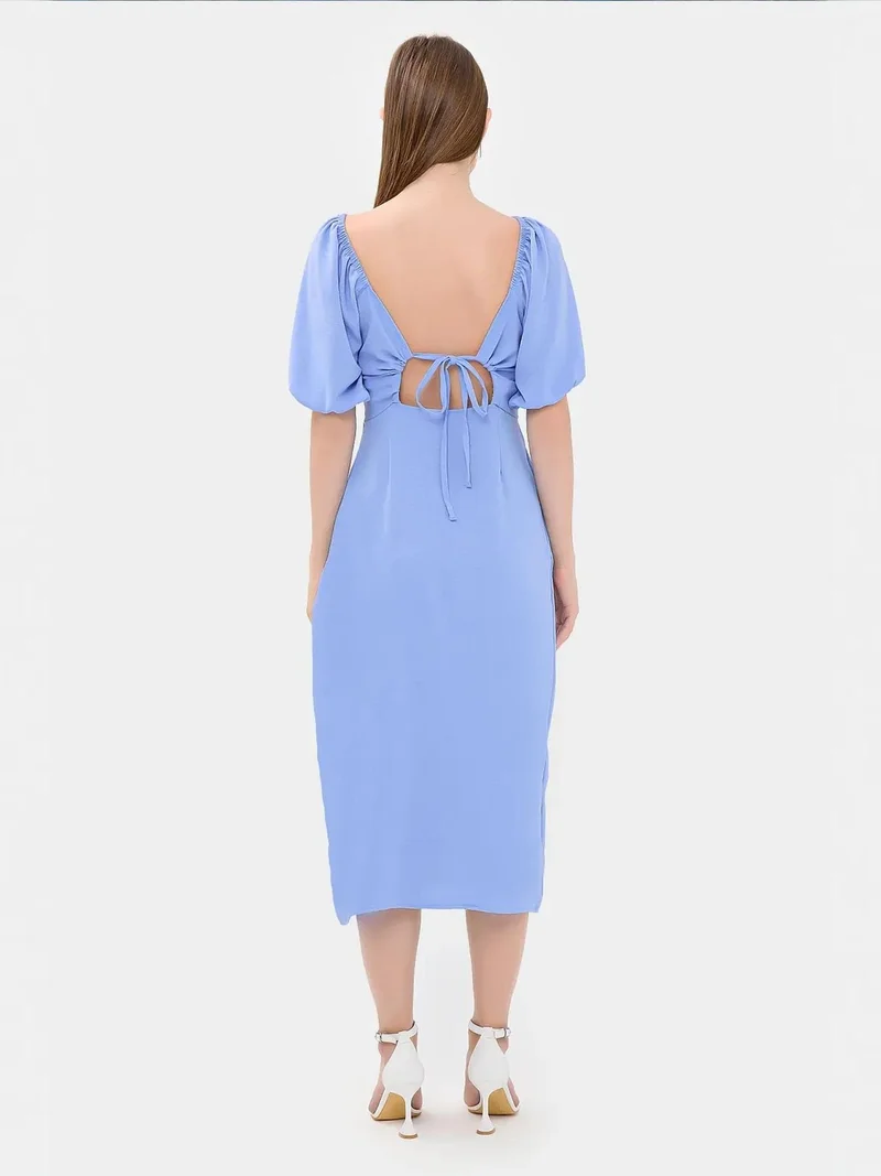 HICCUP Sweetheart Neck Midi Dress with a Side Slit