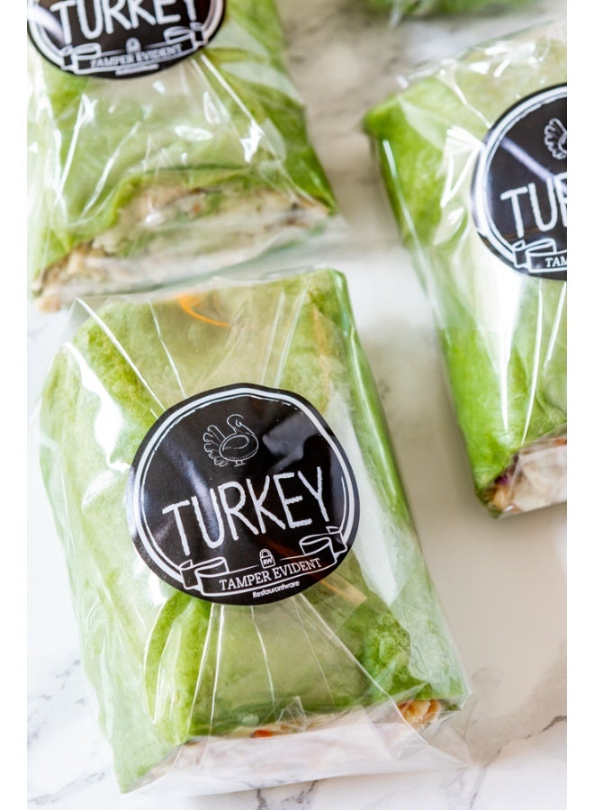 Restaurantware Label Tek 2 Inch Tamper-Evident Stickers For Turkey, 500 Rolled Tamper Seal Stickers - Chalkboard Design, For Safe Food Delivery, Black With White Font Plastic To Go Stickers - Image 2