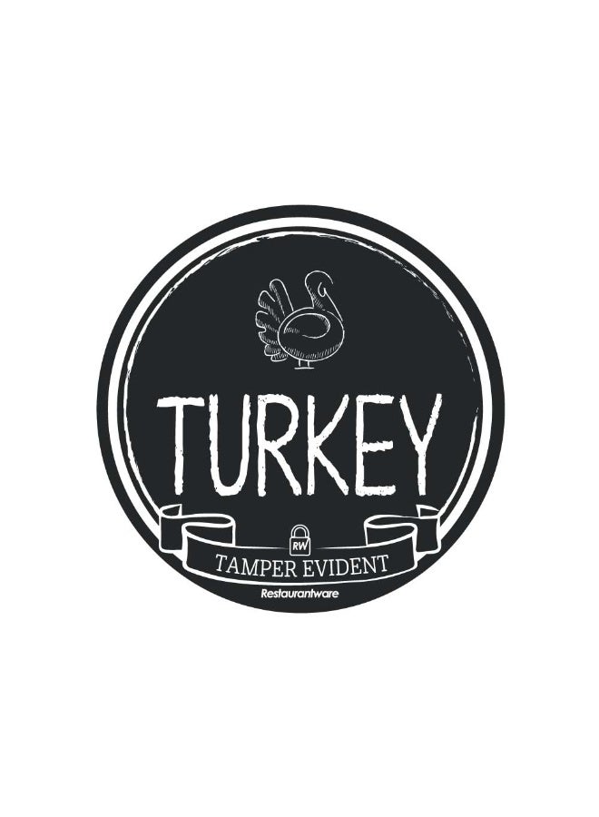 Restaurantware Label Tek 2 Inch Tamper-Evident Stickers For Turkey, 500 Rolled Tamper Seal Stickers - Chalkboard Design, For Safe Food Delivery, Black With White Font Plastic To Go Stickers - Image 1