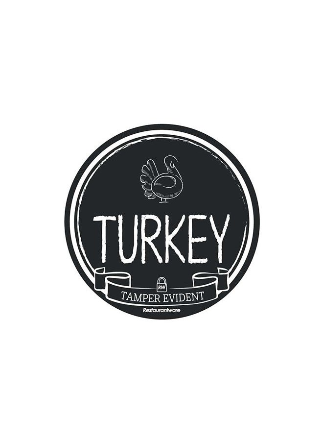 Restaurantware Restaurantware-Label Tek 2 Inch Tamper-Evident Stickers For Turkey, 500 Rolled Tamper Seal Stickers - Chalkboard Design, For Safe Food Delivery, Black With White Font Plastic To Go Stickers  - Image 2