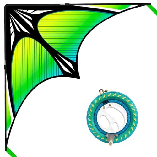 Flying Hoofer Large Beach Kite and Reel Winder with 650ft String for Kids and Adults, Single Line Kite, Extremely Easy to Fly for Beginners(Green) - Image 1