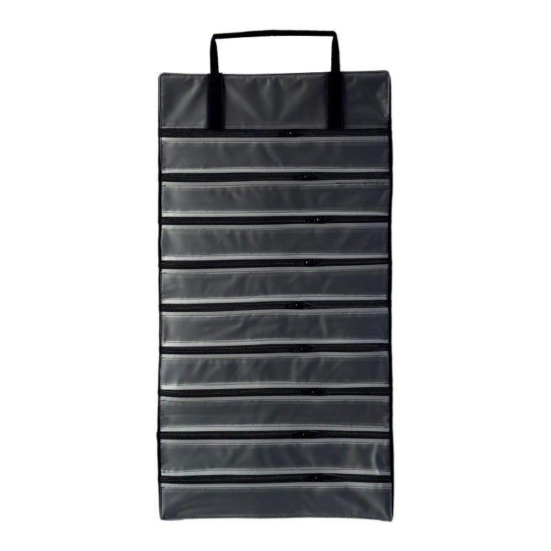UnionPlus Velvet Jewelry Roll Organizer, 9/11 Grids â€“ Travel Jewelry Case with Zippered Compartments for Necklaces â€“ Compact Portable Jewelry Storage, Black - Image 4