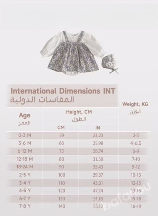 DOOKOO Spring Printed Floral Baby Girls Jumpsuit -Long Sleeve Blue Romper with Matching Hat 2 Pcs for Newborns and Infants - Image 2