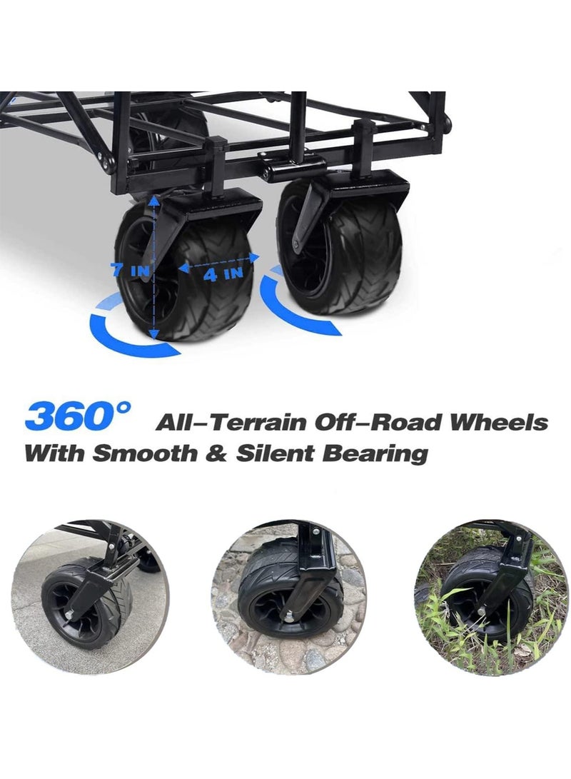 Folding Practical Travel Car Portable Outdoor Camping Shopping Picnic Sports Garden Car with Universal Wheel Adjustable Handle (Large Black Trolley) - Image 3