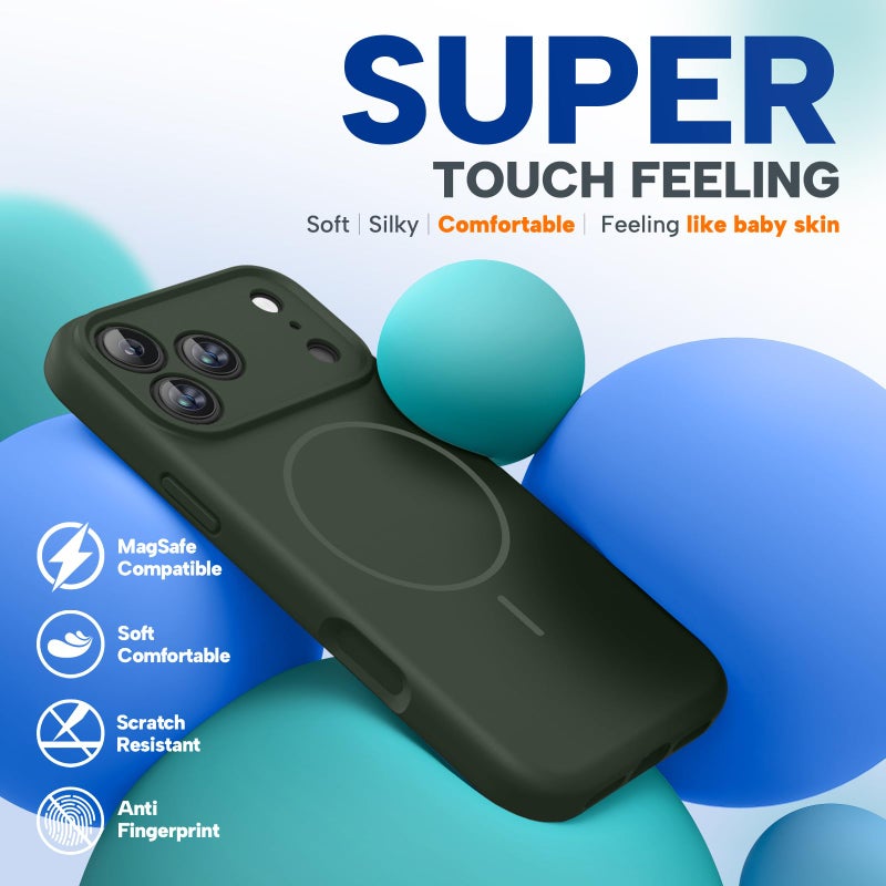 Miracase Magnetic for iPhone 17 Pro Max Case, Compatible with MagSafe, Integrated Silicone Camera Control Cover, 3.0mm Thicken Shockproof Drop Protection Phone Case for 17 ProMax, Dark Green - Image 3