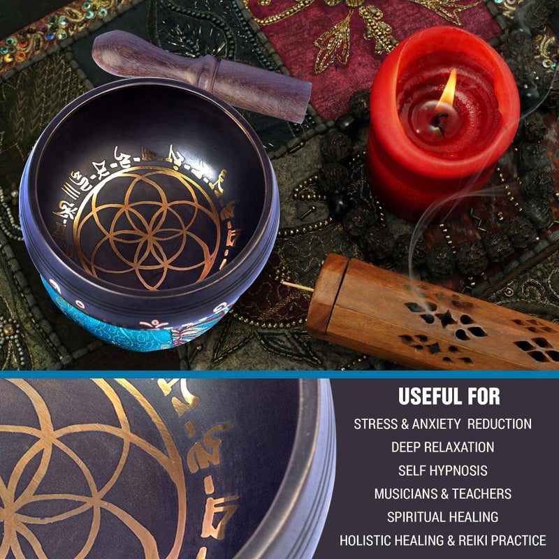 HIMALAYAN BAZAAR Tibetan Singing Bowl Set Brass - Master Healing Grade - Authentic Handcrafted Sound Bowl by Himalayan Bazaar - Image 3