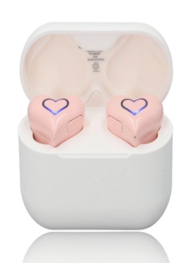 Yoidesu Heart Shaped Earbuds, Cute Stylish HiFi Stereo Sound 5.3 Headphones with Charging Case, Great for Workouts and Travel, Pink, Adjustable - Image 1