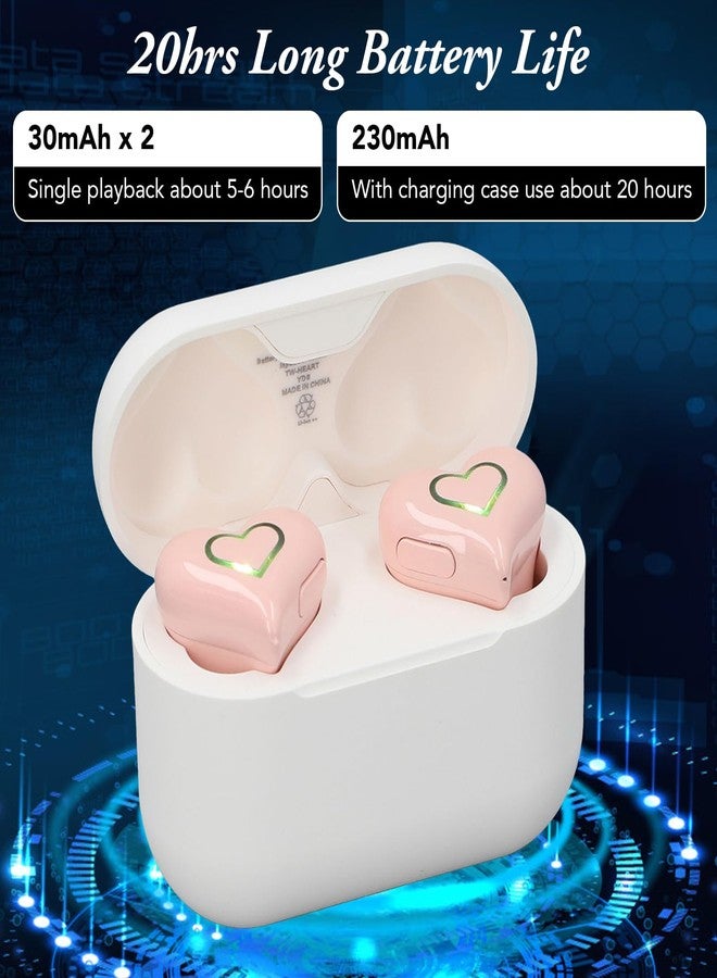 Yoidesu Heart Shaped Earbuds, Cute Stylish HiFi Stereo Sound 5.3 Headphones with Charging Case, Great for Workouts and Travel, Pink, Adjustable - Image 4
