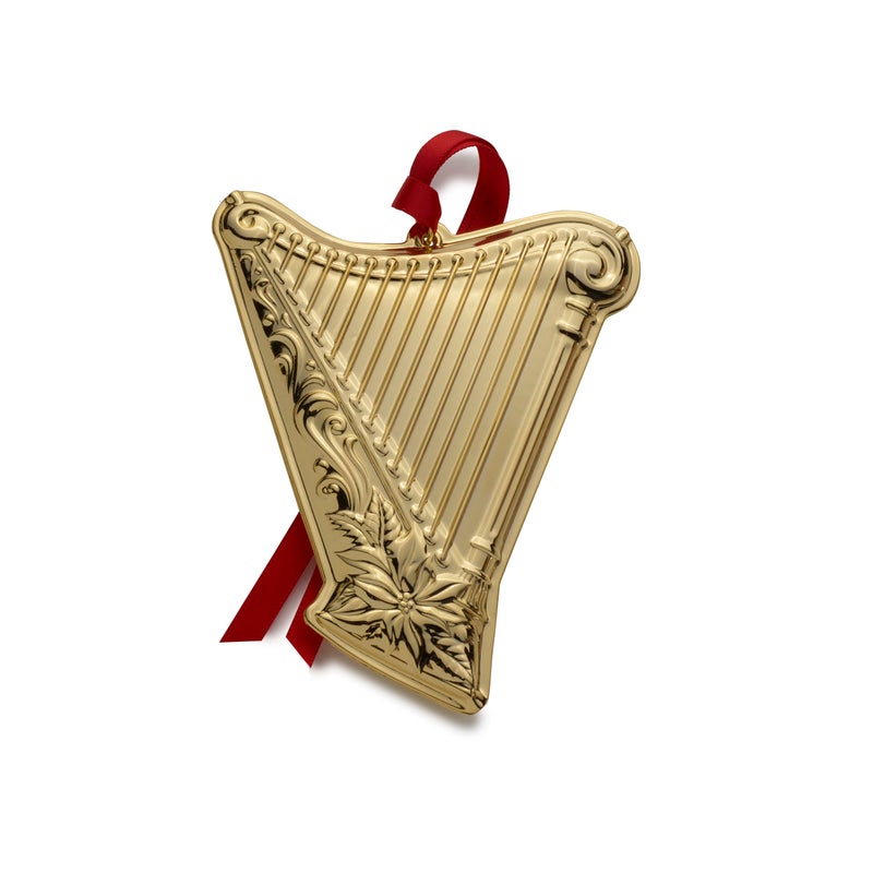 Wallace 2024 Gold Plated Musical Instrument Ornament - Harp 3rd Edition - Image 1
