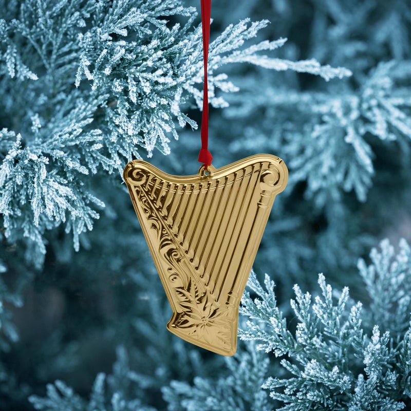 Wallace 2024 Gold Plated Musical Instrument Ornament - Harp 3rd Edition - Image 3