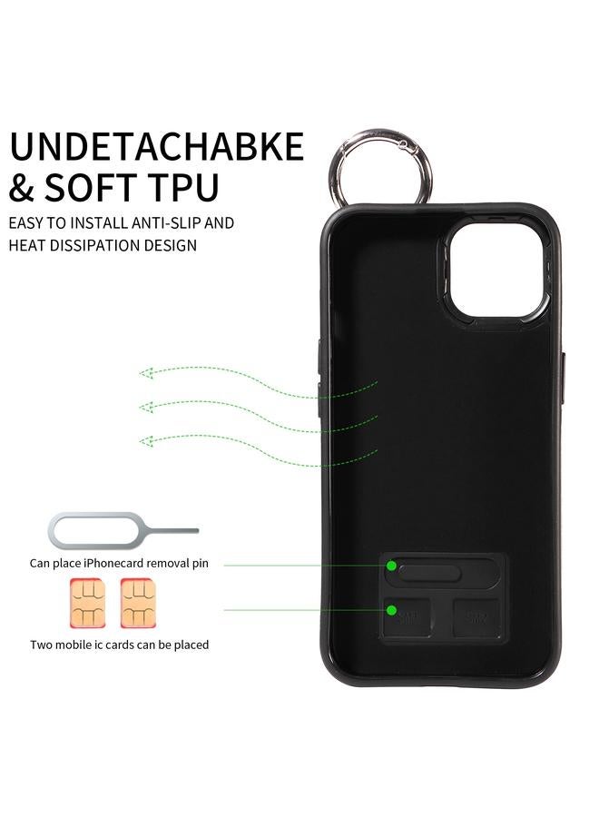 زبون جراب هاتف iPhone 13 من جلد العجل مع حلقة فتحة بطاقة المعصم - Image 3