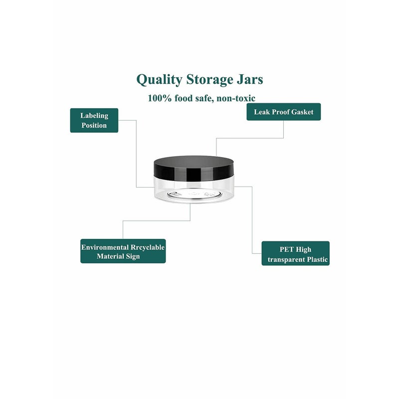 Zikra Plastic Makeup Cosmetic Jars, 12pcs 15ml Column Refillable Travel Empty Clear Sample Container Pots Bottles with Black Screw-on Lids and 6pcs Mini Spatulas for Creams/Powder/Make Up Cosmetic - Image 4