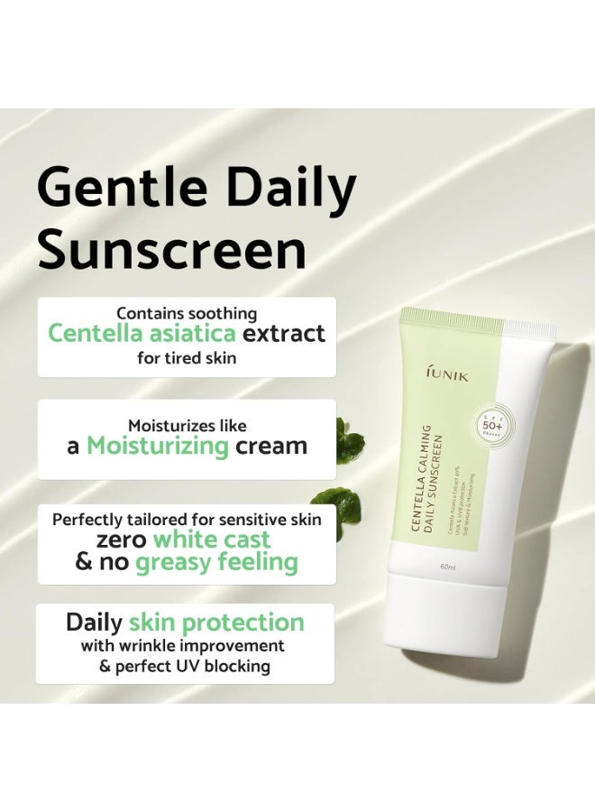 IUNIK Centella Calming Moisture Daily Sunscreen SPF 50+ PA++++ Matte & No White Cast Centella Asiatica Dry Oily Sensitive Vegan Korean Skincare - Image 3