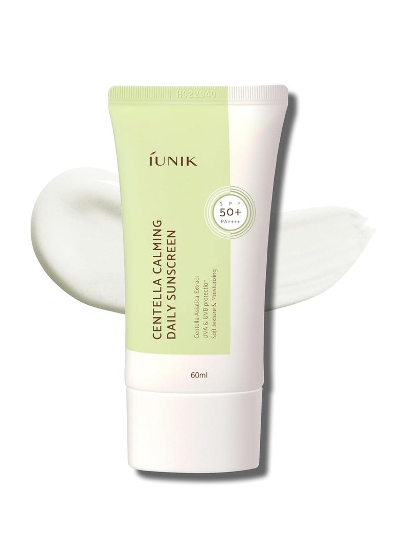 IUNIK Centella Calming Moisture Daily Sunscreen SPF 50+ PA++++ Matte & No White Cast Centella Asiatica Dry Oily Sensitive Vegan Korean Skincare - Image 1