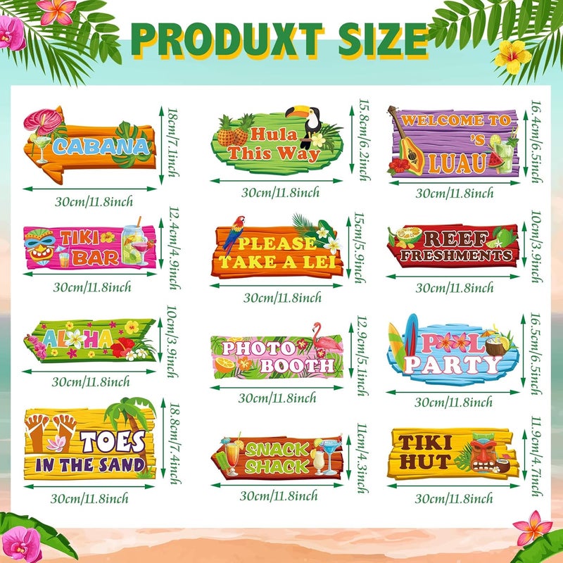 Sratte 24 Pcs Luau Party Welcome Sign Hawaiian Party Directional Signs Tropical Luau Party Decorations Luau Party Supplies Hawaiian Decorations with Alphabet Stickers for Summer Luau Party Photo Props - Image 2