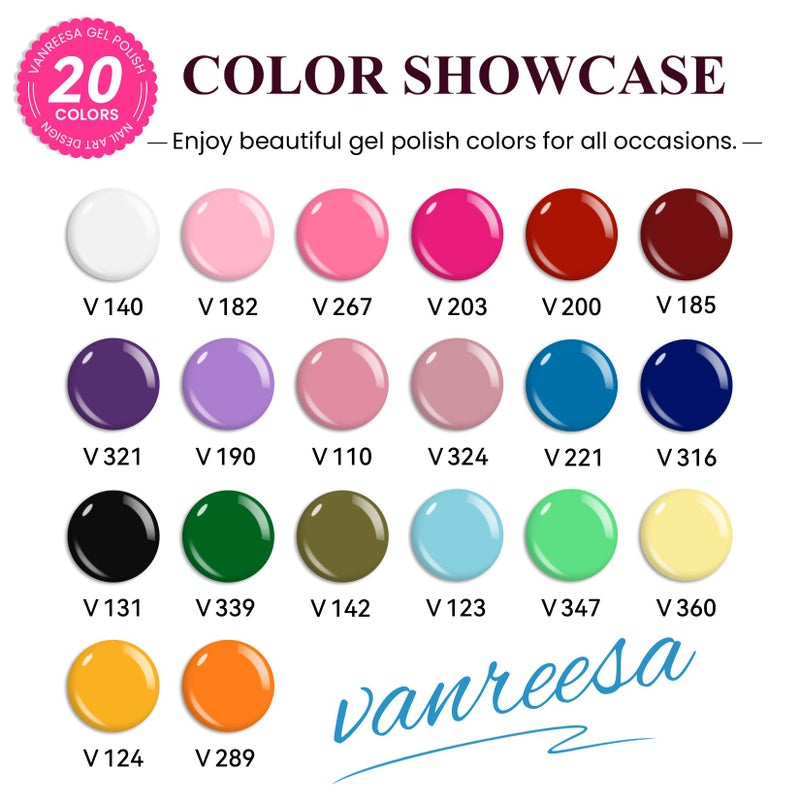 VANREESA Gel Nail Polish Kit with U V Light 36 Pcs Gel Polish Nail Set 20 Must-have Colors Nail Polish Set + Base Coat and 4 Effects Top Coat Manicure Tools Beginners Nail Kit Gifts for Women Girls - Image 2