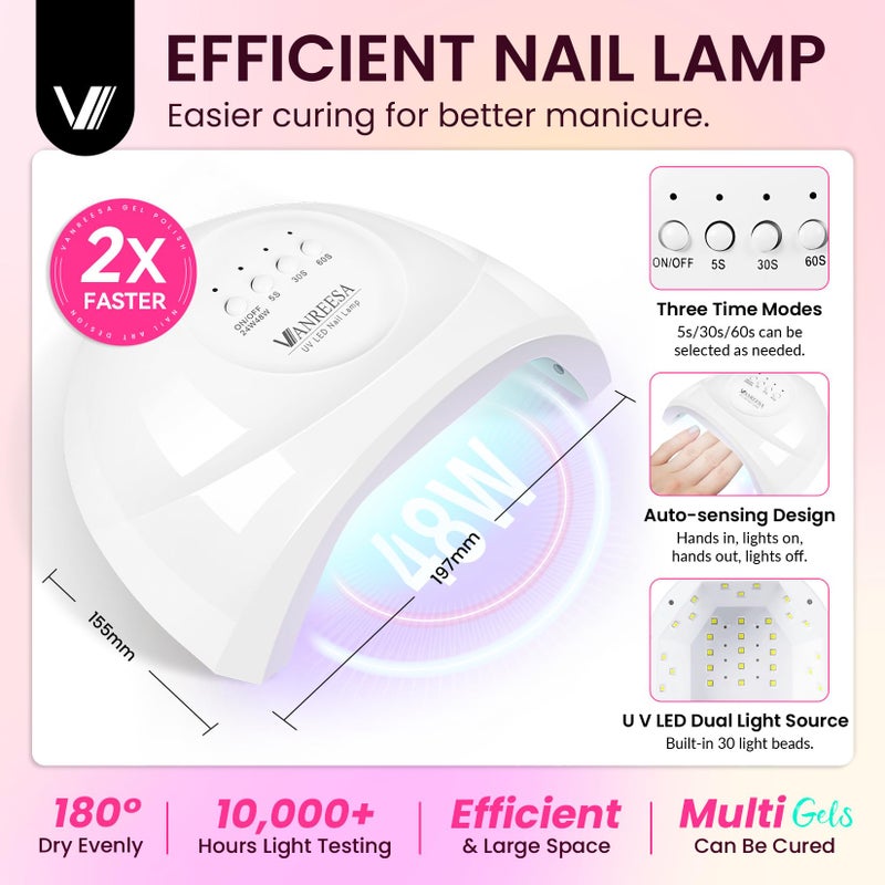 VANREESA Gel Nail Polish Kit with U V Light 36 Pcs Gel Polish Nail Set 20 Must-have Colors Nail Polish Set + Base Coat and 4 Effects Top Coat Manicure Tools Beginners Nail Kit Gifts for Women Girls - Image 4