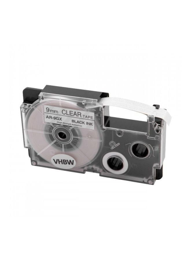 كاسيو شريط طوابع شفاف مطبوع عليه باللون الأسود قياس 9 مم، طراز XR-9X1-W-DJ - Image 1