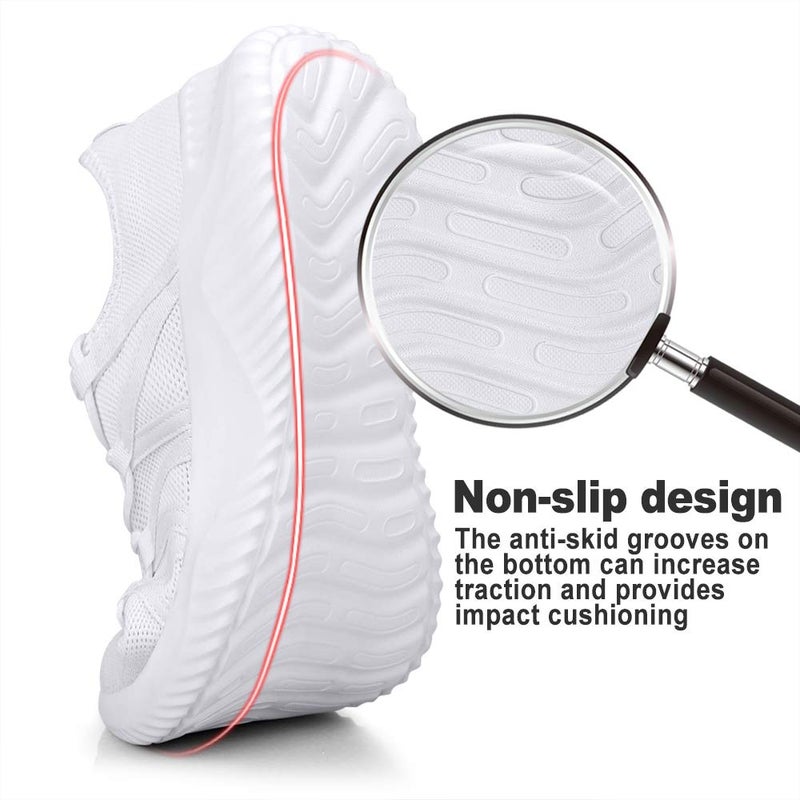 Feethit Mens Slip On Running Shoes Breathable Lightweight Comfortable Fashion Non Slip Sneakers for Men Cs05 White Size 10 - Image 3