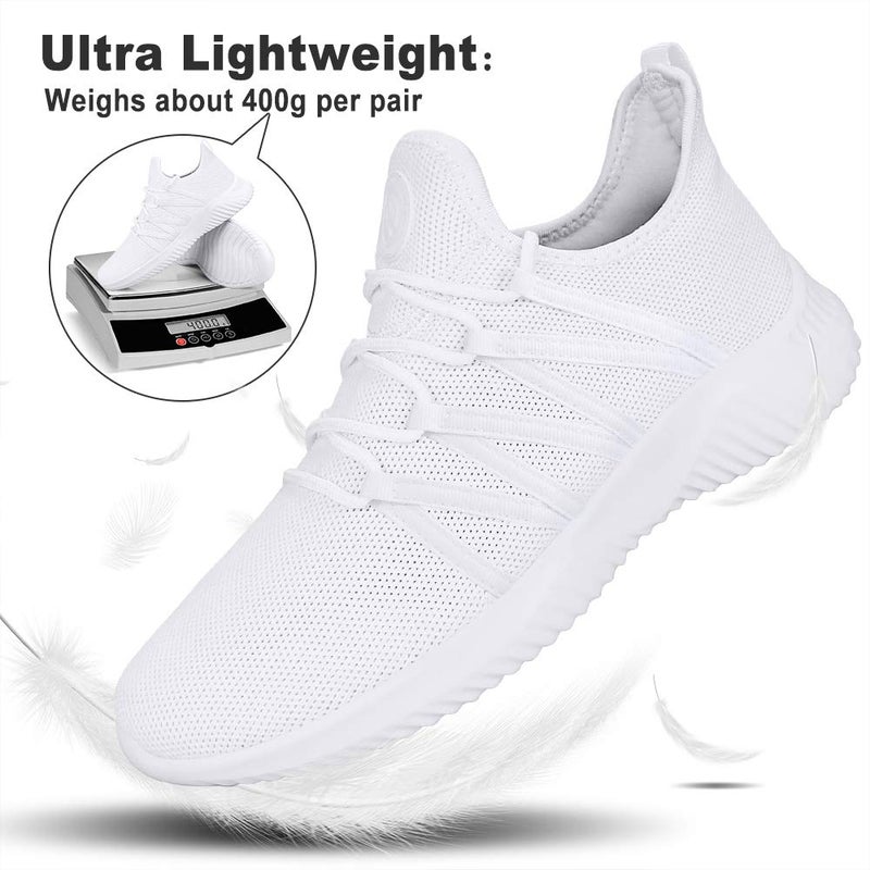 Feethit Mens Slip On Running Shoes Breathable Lightweight Comfortable Fashion Non Slip Sneakers for Men Cs05 White Size 10 - Image 5