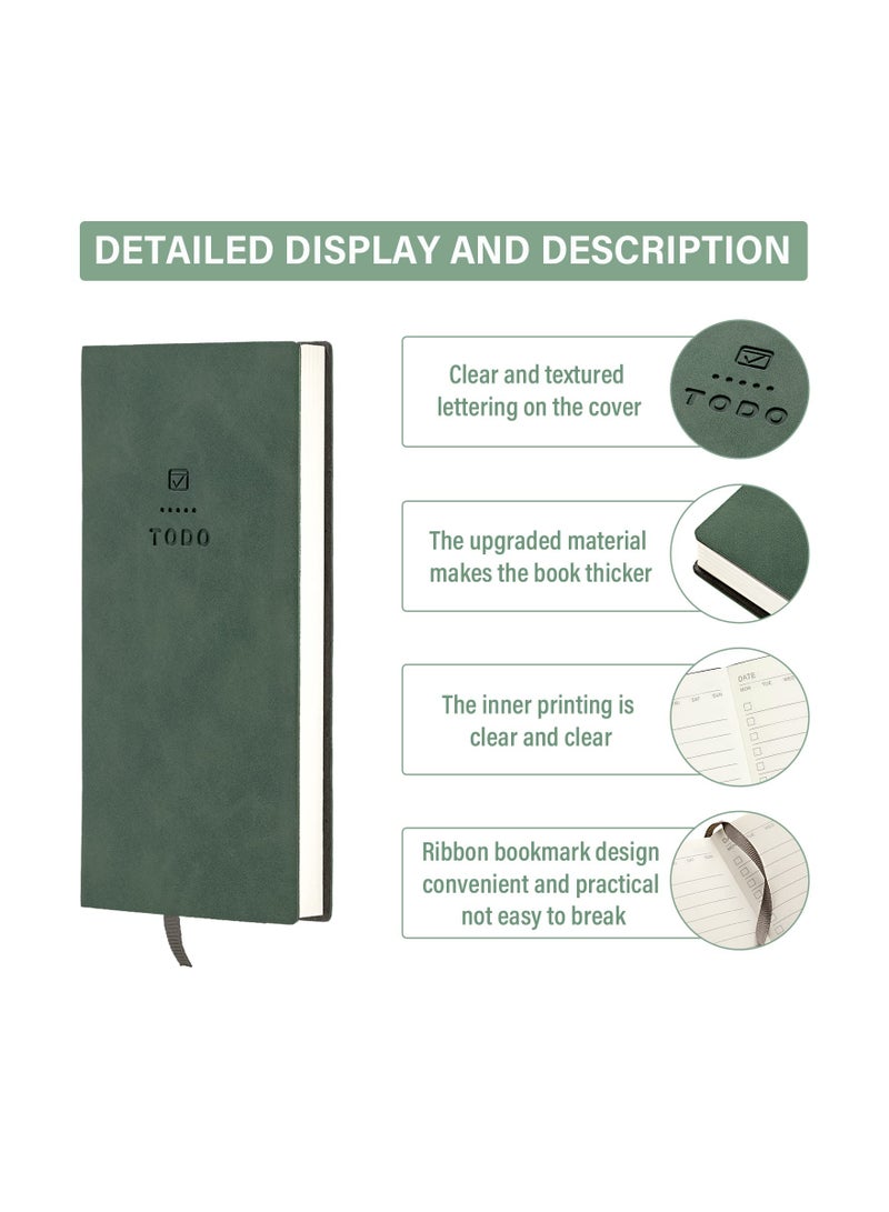 2 Pcs Soft Leather To Do List Notebook 196 Pages Checklist for Daily Plans School Supplies for Students Dark Blue Green - Image 3