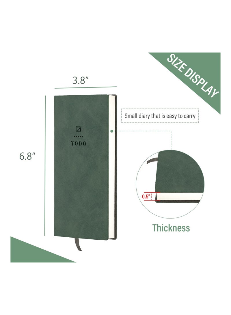 2 Pcs Soft Leather To Do List Notebook 196 Pages Checklist for Daily Plans School Supplies for Students Dark Blue Green - Image 2