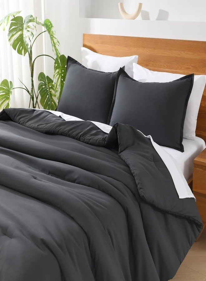 Andency طقم لحاف أندينسي رمادي داكن مقاس كينج - 7 قطع، طقم لحاف صيفي ناعم وخفيف الوزن مع ملاءات مثبتة، ملاءات مسطحة، أغطية وسائد وأغطية أغطية وسائد مزخرفة. - Image 3